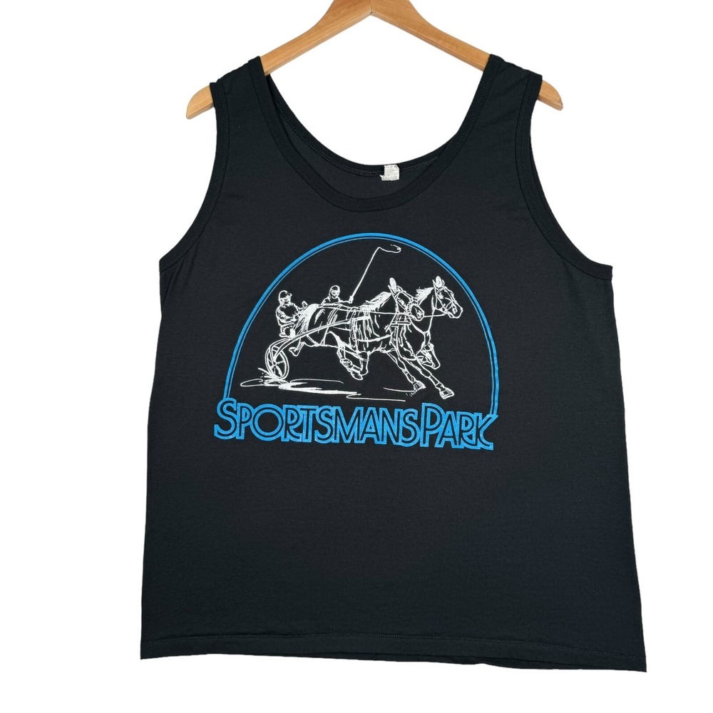 Screen Stars Sportsman Park Tank Men's XL Black Cotton Sleeveless Pullover